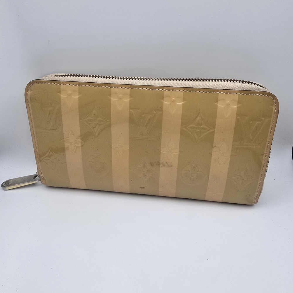 Louis Vuitton Mono Yellow & Pink Vernis Rayure Zip Long Wallet (VERY GOOD)COA✨️